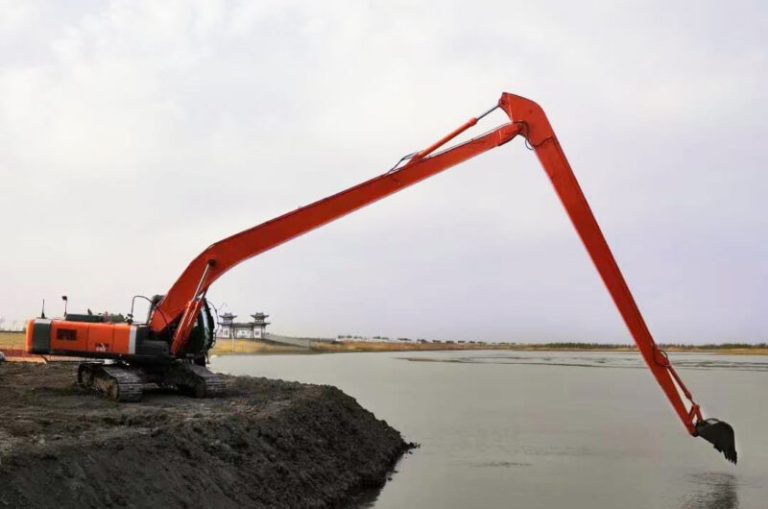 Excavator Long Boom In Reclamation Engineering Operations